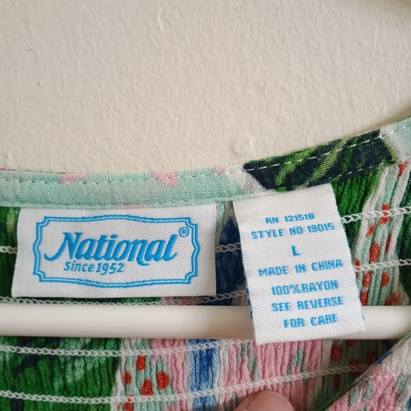 Green and Pink Tropical Print Sundress Maxi - Picture 5 of 5